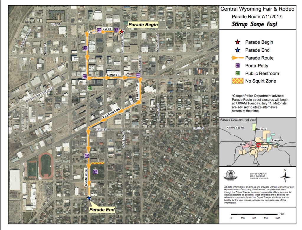 Central Wyoming Fair and PRCA Rodeo Parade Route and Information