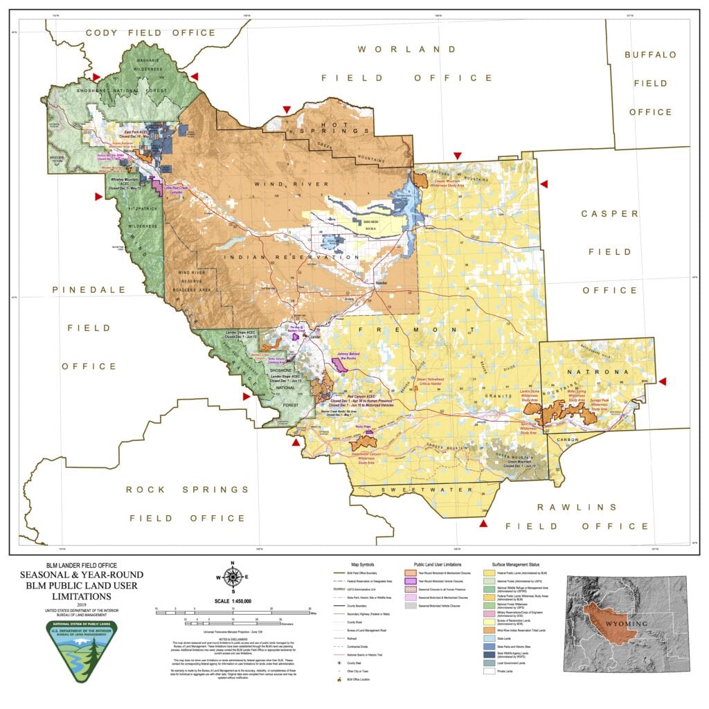 Blm Field Office Map Lander Blm: Seasonal Closures To Motor Traffic On Some Public Lands Begin  Tuesday - Casper, Wy Oil City News