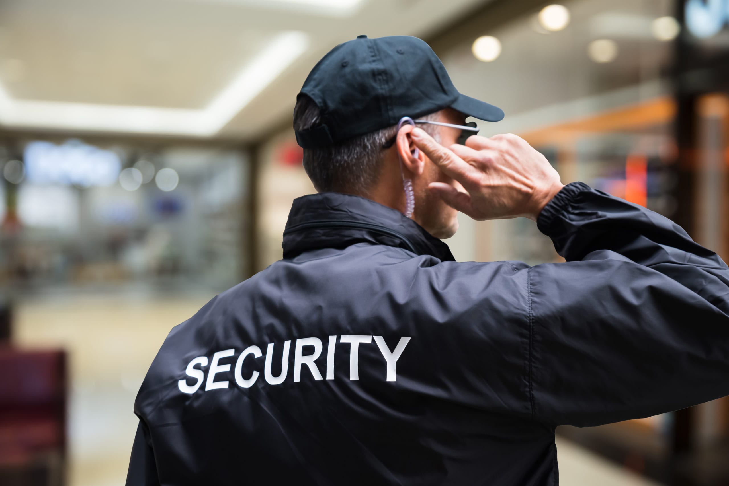Security officer monitors the premises