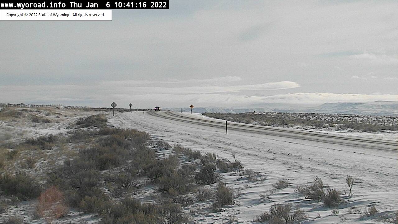 Slick conditions on Casper Mountain Road, Outer Drive, I25 near Casper