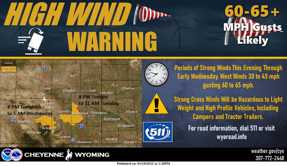 High Wind Warnings To Impact Some Areas Of Southeastern Wyoming Beginning Monday Night Casper 0734